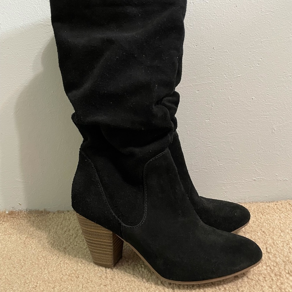 Black Mid-Calf Heeled Boots